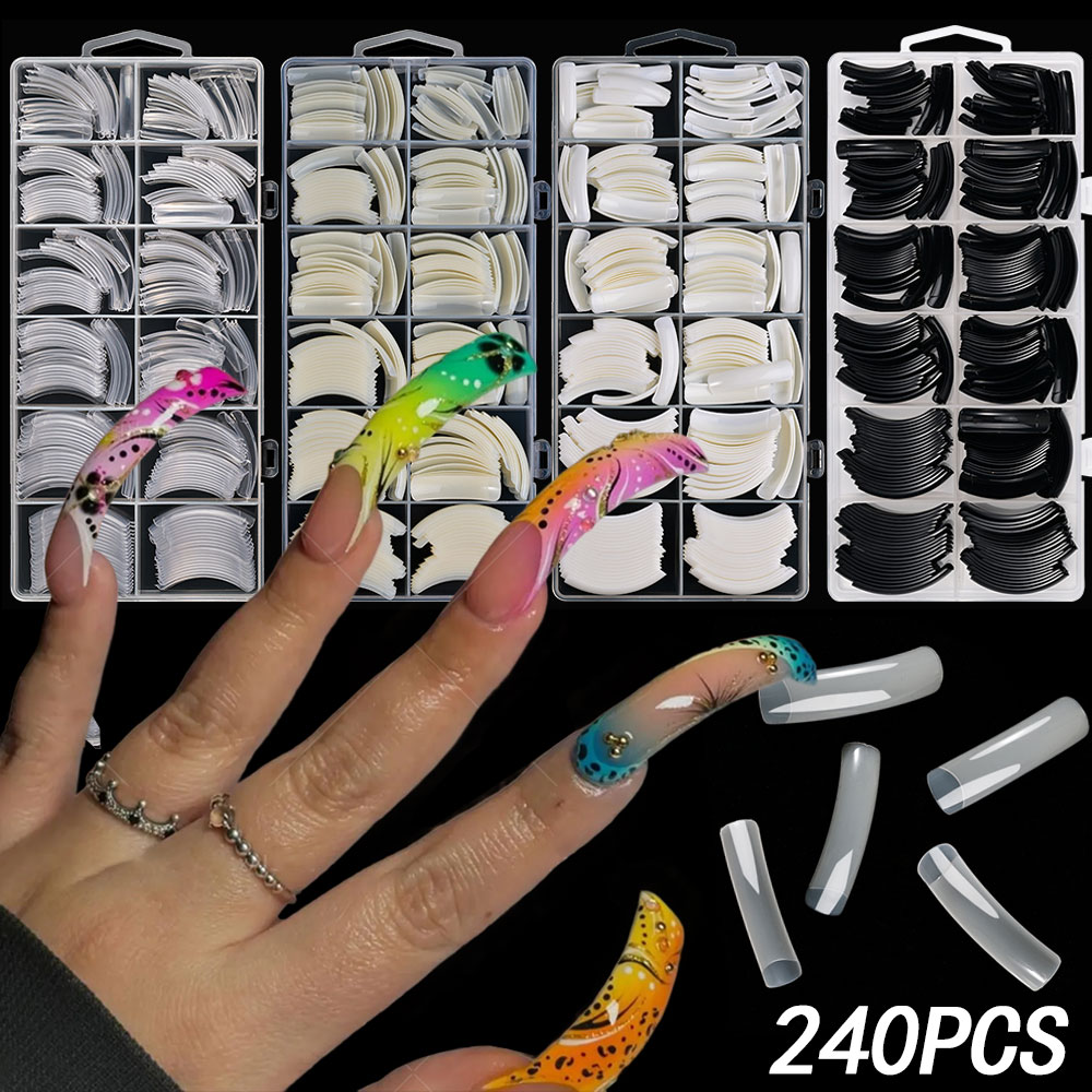 Nail Art Xxl - 240PC Hawk Curved Long Square False