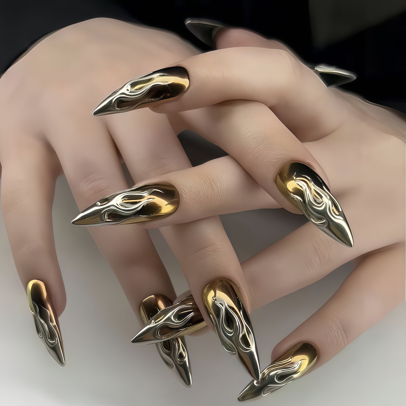 Nail Glitter Chrome - 24 SZT. Paznokcie 3D Chromowane Srebrne