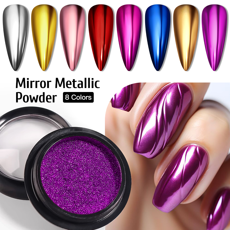 Nail Glitter Chrome - Metaliczny złoty srebrny lustrzany proszek do