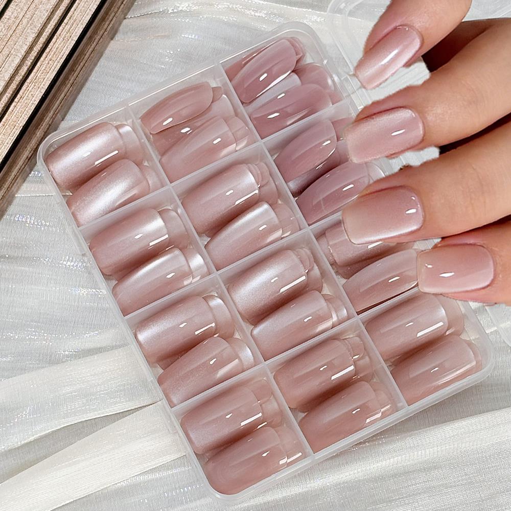 Nail Art Xs - 144 szt. Błyszczące, różowe, efekt kociego