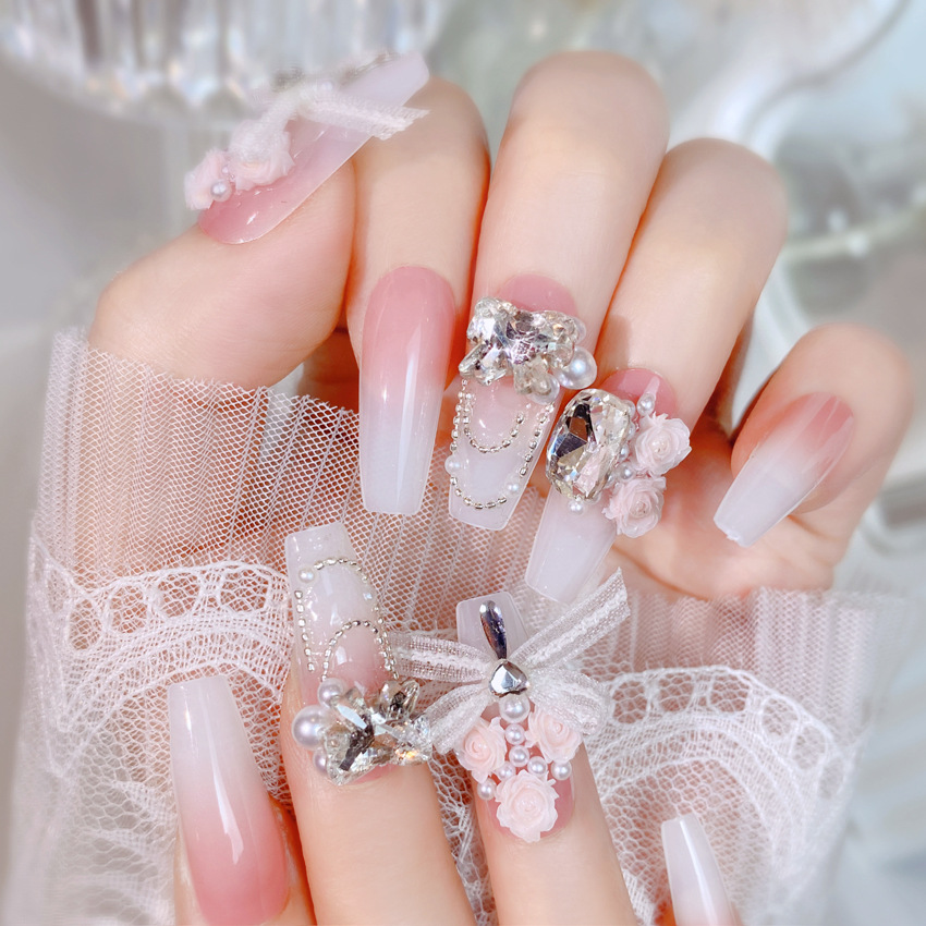 Blush Pink False Nails Bowknot – Nail Art Xs recenzja i cena